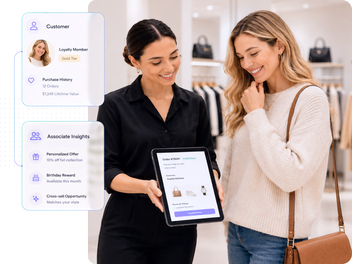 Equip associates with customer profiles, purchase history and product information to deliver personalized recommendations, stronger customer relationships and higher-value interactions.