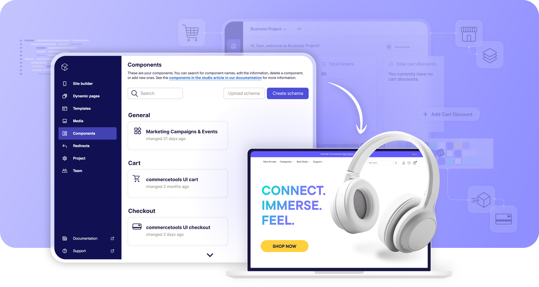 Performance, speed, flexibility. The perfect balance to craft your digital storefronts.